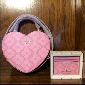 NWT-Kate Spade-SET-Spade Flower-Love Shack 3D Heart🩷Crossbody & Card Holder-$498